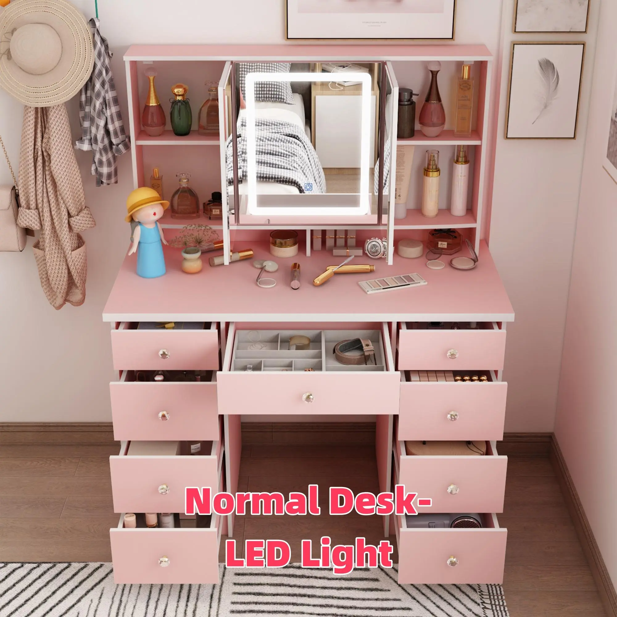 07-Normal Desk-LED Light-Pink