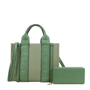 Women's Multi-Color Vegan Leather Tote Bag Set-Elegant Tote with Matching Wallet,Spacious Design for Work,School,and Daily Use,Stylish and Practical Gift for Women