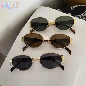 Anygoal 3 Pack Women's Metal Frame Oval Sunglasses, UV400 Protection Eyewear, Multi Color Shades for Beach, Outdoor Activities And Daily Casual Wear,Suitable for everyday wear, beach accessories, women's glasses, stylish sunglasses