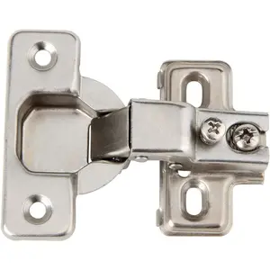 1/2 inch Overlay Concealed Cabinet Hinges, Self-Closing Short Arm European Hinge for  Frame Cabinets, 105Deg Opening, 35mm Cup, Screw- Steel Hardware with Screws (6 Pack)