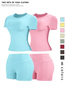 Women's High-Waisted Tight-Fitting Activewear Shorts Set, Breathable Quick-Dry Sports, Yoga Gym Running Wear, Gym Sets, Multiple Colors Available, Yoga Clothes Set