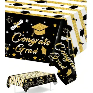 1PC  Graduation Ceremony Disposable PE Tablecloth, Congratulations Graduation Party Tablecloth,  Graduation Party Supplies, Graduation Party Decor, Graduation Celebration Decor, Graduation Gift, Graduation Season Tablecloth, Home Decor