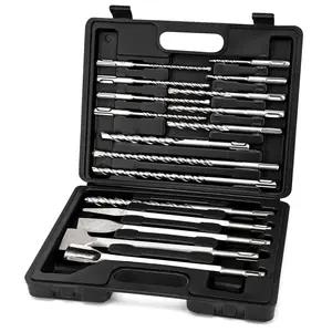 17Pcs & Chisels, SDS Plus Bits, Carbide-Tipped Masonry SDS-Plus and Chisel Set for Concrete Brick Stone and Masonry Construction