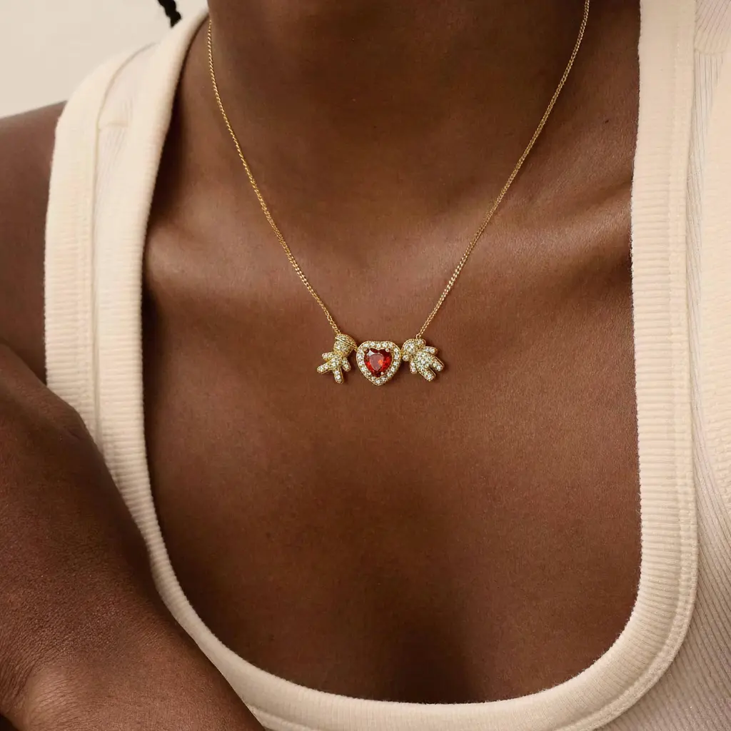 Love Birthstone Necklace for Women, 14K Gold Plated Bubble Birthstone Pendant Dainty Jewelry I Love You Valentine's Day Gifts for Girlfrend Wife Lover