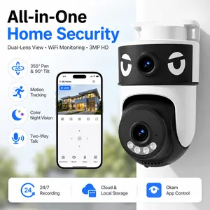 3MP WiFi Security Camera for Home, Single-Lens & Dual-Lens Options, Indoor Outdoor Camera with Night Vision, Motion Alerts, Two-Way Talk & App Remote View