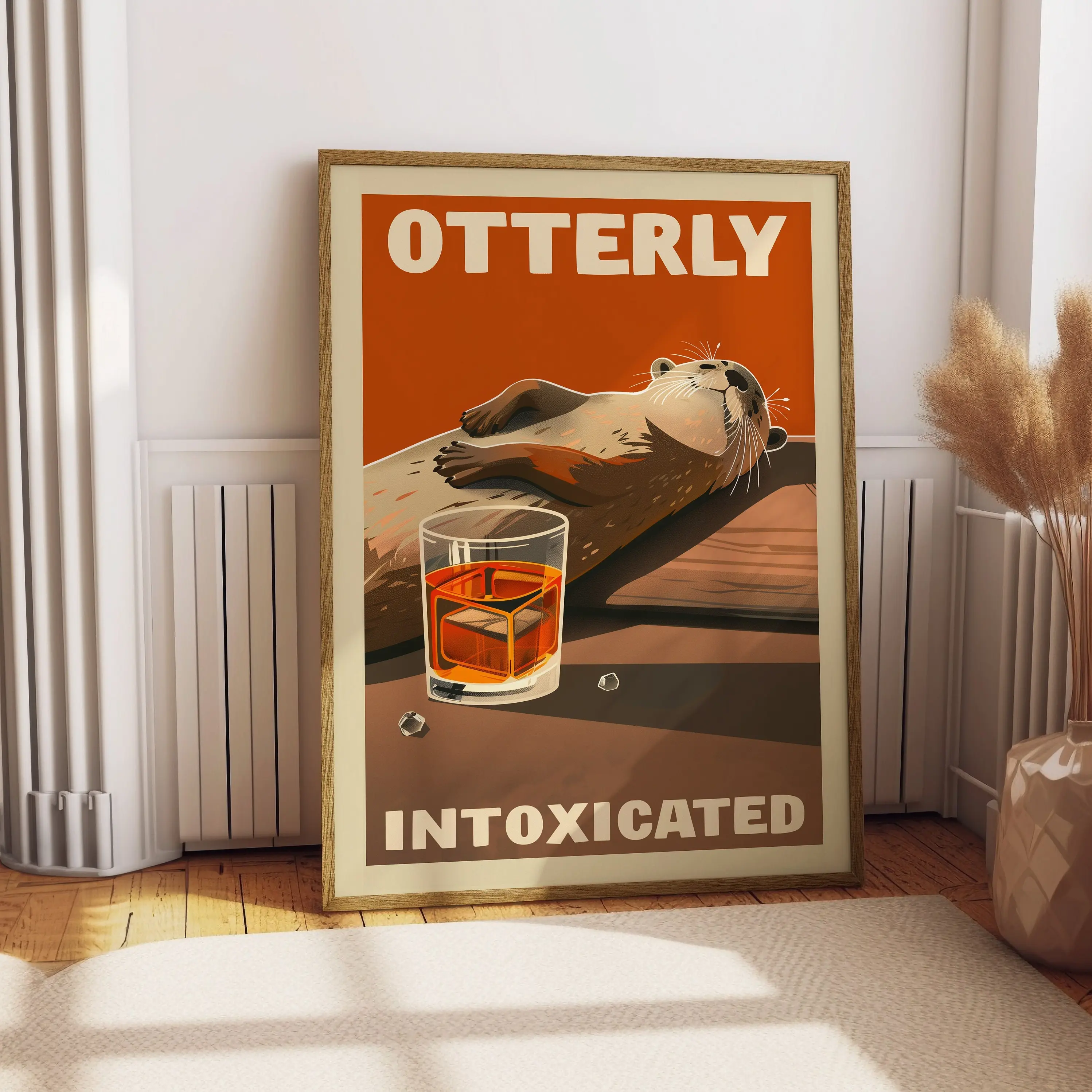 REDWOODSTOSEA Whimsical Funny Drunk Otter Wall Art Unframed Poster Bringing Charm And Laughter To Your Space Decor Glossy