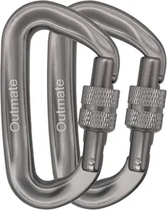 12Kn 3.2"X2" Heavy-Duty Carabiner Clips - Durable, Lightweight Aluminum Alloy Carabiners for Hiking, Camping, Keychains, Dog Leashes, Hammocks & More Outmate