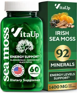 VitaUp Irish Sea Moss Capsules with Burdock Root & Bladderwrack - USA Made SeaMoss Pills for Hair, Skin, Immune & Energy Support - 60 Count