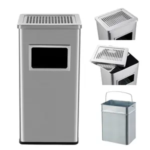 GARVEE 7.9 Gallon/30 L Indoor Outdoor Stainless Steel Trash Can with Removable Inner Bucket, Ashtray, and Lid - Durable Commercial Garbage Bin for Patio and Home Use