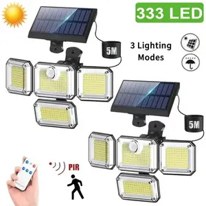 Garden Yard Solar Motion Sensor Outdoor Lights, 4-Head 333 LED Security Flood Light, 270° Wide Angle with 3 Modes, Waterproof for Garden Patio Yard, Easy Assembly & Portable, 2026 New For Mother's Day Gift