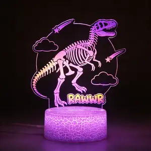 Dinosaur Toy T-Rex 3D Night Light for Kids 16 Colors Dimmable LED with Remote Smart Touch USB Cable Dino Gift for Adults Teens Boys Girls Birthday Christmas