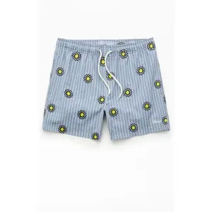 Pacsun Men's Daisy Striped Seersucker 5" Swim Trunks