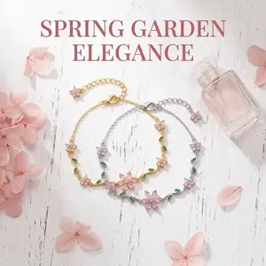Virelyn S Dainty Flower Zircon Bracelet – Unique Light Luxury Hand Jewelry for Women, Chic Delicate Accessory A for my bestie Fashion bracelet jewelry valentine's gift for bf souvenir valentines gift ideas for husband teen mini gifts