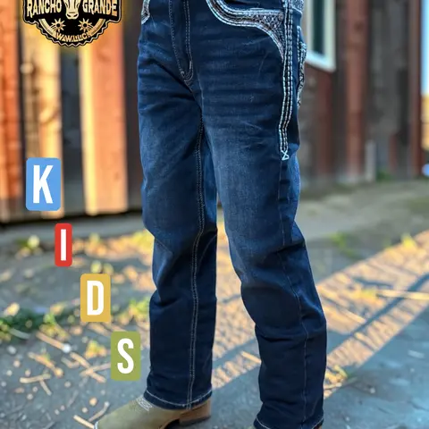 Ace Ninos / Kids Western Cowboy Jeans Straight Fit Boot Cut / Pantalon Vaquero para Nino corte Bota