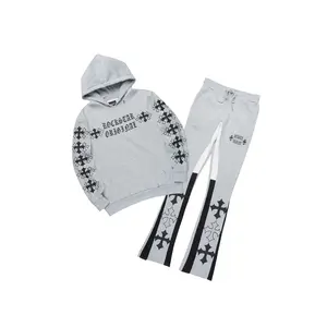 Zeiric Heather Grey/Black Hoodie/Stacked Flare Track Set Zeiric Heather Grey/Black Hoodie/Stacked Flare Track Set