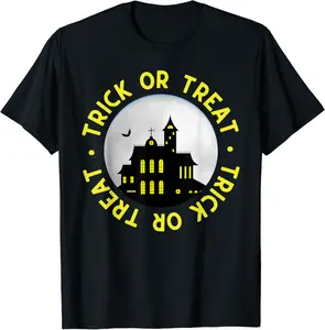 Trick or Treat Haunted House. Scary spooky. Halloween T-Shirt - 25B09H2QFLNP