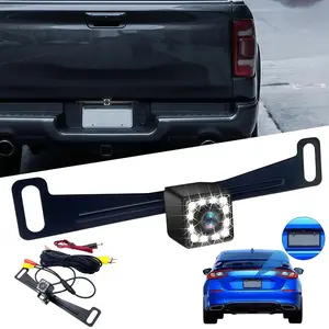12 LED Car Backup Camera Night & Day Vision US License Plate Frame Rear View Camera, 170° Wide Angle Waterproof Universal Reverse Camera for Car SUV Truck RV
