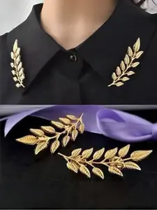 Gold and Silver Leaf Brooch Set Jewellery for Men and Women, Trendy Fashion Lapel Pins for Shirts and Sweaters, Elegant Accessories for Any Occasion, Fashion Accessory