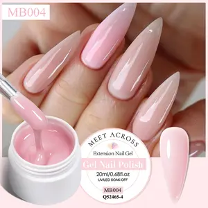 MEET ACROSS 20ml Quick Extension Gel Nail Polish, 14-color Self Leveling Long Lasting Builder Gel, Nail Art Manicure UV Gel, Professional Nail Art & Nail Polish for Women & Girls Builder Gel for Nail Extensions Top Gloss