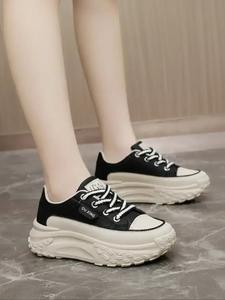 women's fashionable lace up platform sneakers, casual comfortable breathable sports shoes, female all-match round toe chunky shoes for daily wear