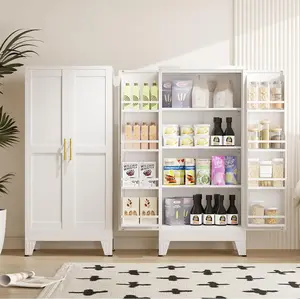 47" Metal Freestanding Kitchen Pantry - 25kg Indoor Cupboard with Adjustable Shelves for Dining Room, Bedroom Furniture Organization