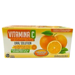 Vides Vitamina C Antioxidant Oral Solution 120mg Ascorbic Acid Sugar-Free 15 Vials 8oz