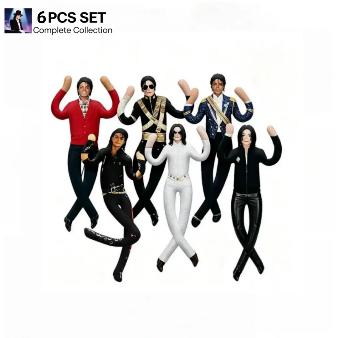6pcs-Soft Poseable Articulated Michael Jackson Plush Doll,Adorable Gift Idea for MJ Fans & Pop MusicLovers,Collector's edition