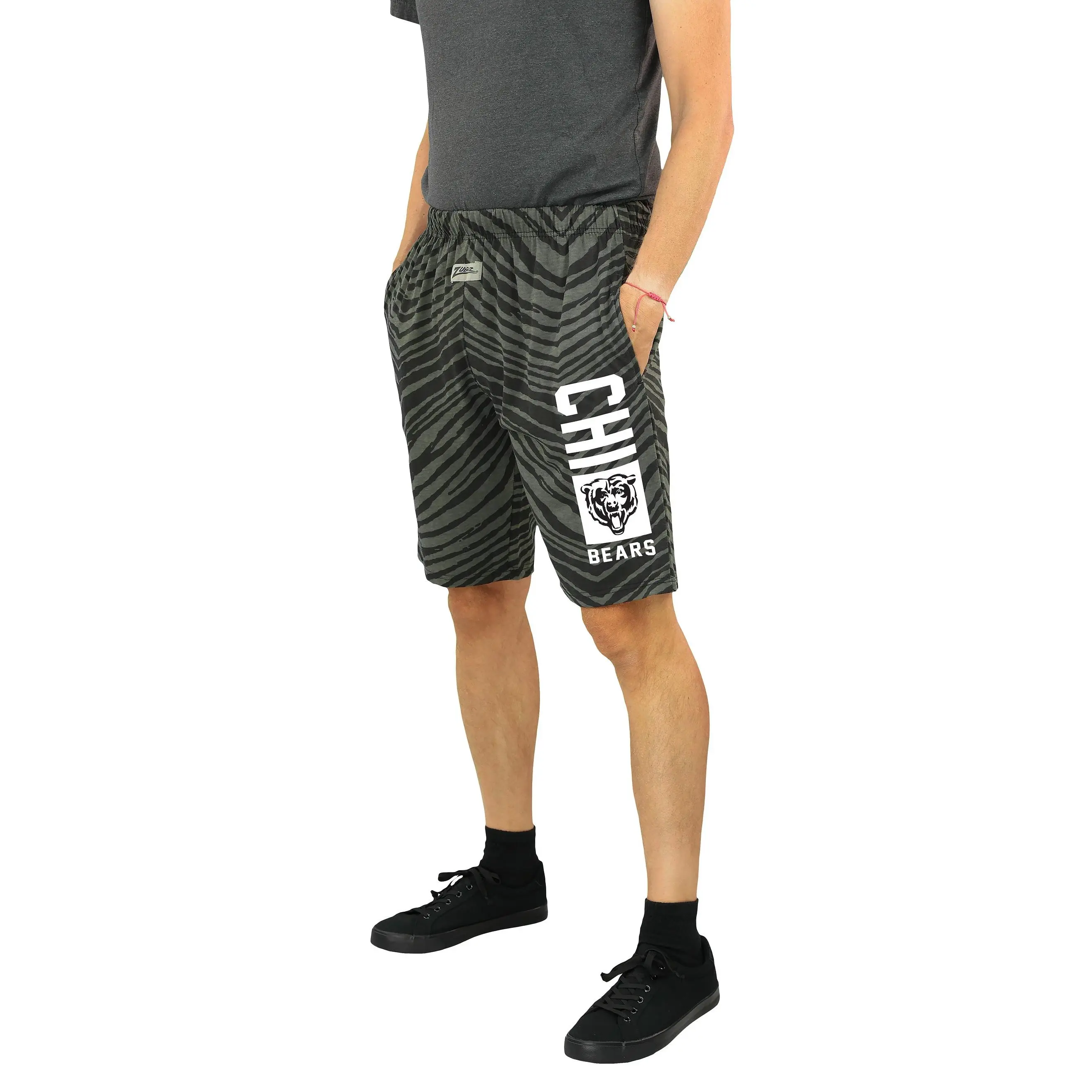 Zubaz NFL Adult Unisex Z88 Black Tonal Shorts, Chicago Bears