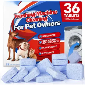 Washing Machine Cleaner-36Pack-18 Month Supply,Washer Machine Cleaner Tablets Formulated For Pet Owners,Easy Pet Hair Remover for Laundry,Compatible with HE, Top & Front Load Washer.Septic Safe