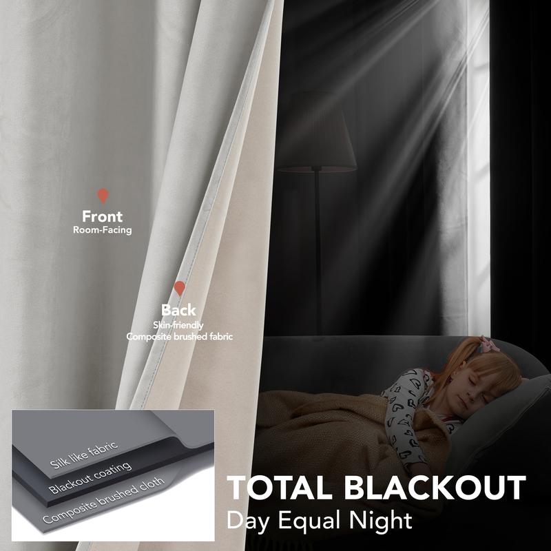Deconovo Velvet Total Blackout Curtains – 2 Panels, Soft & Skin-Friendly, Thermal Insulated & Soundproof Drapes for Bedroom, Living Room & More Deconovo Velvet Total Blackout Curtains – 2 Panels, Soft & Skin-Friendly, Thermal Insulated & Soundproof Drapes for Bedroom, Living Room & More