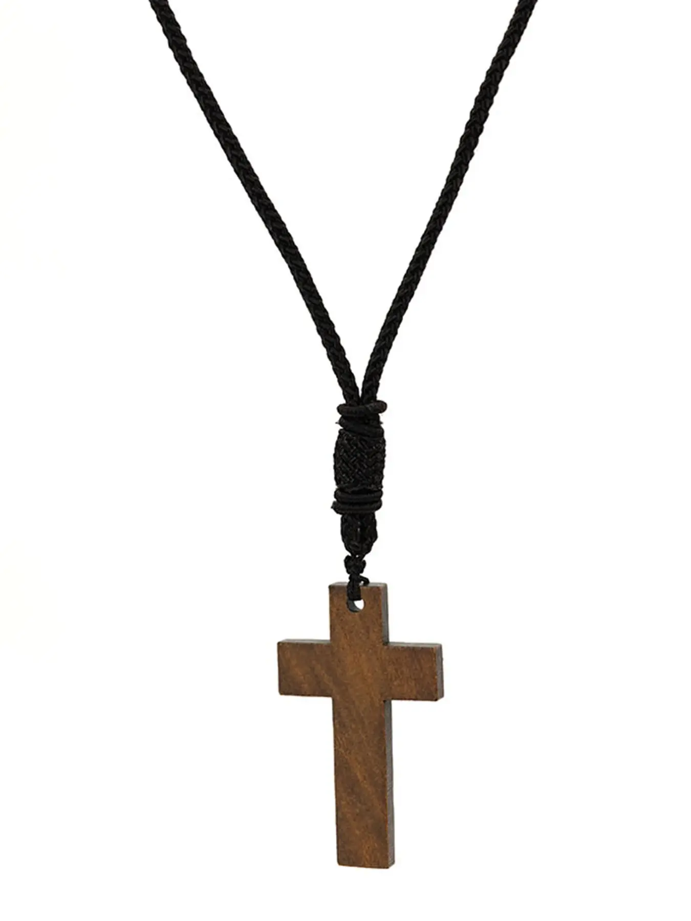 Wooden Bead Cross Pendant Necklace for Men and Women, Faith Necklace, Beaded Cross Necklace, Unique Personal Jewelry, Adjustable Rope Design, Perfect Gift Idea