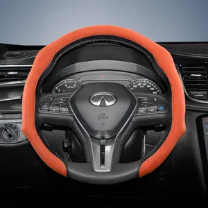 For Infiniti Alcantara Leather Steering Wheel Cover Suede Quick-install Design All-season Anti-slip Sweat-absorbing For QX60/QX50/QX80/QX55/Q50/Q60/QX70 Black Orange Red Pink Green White