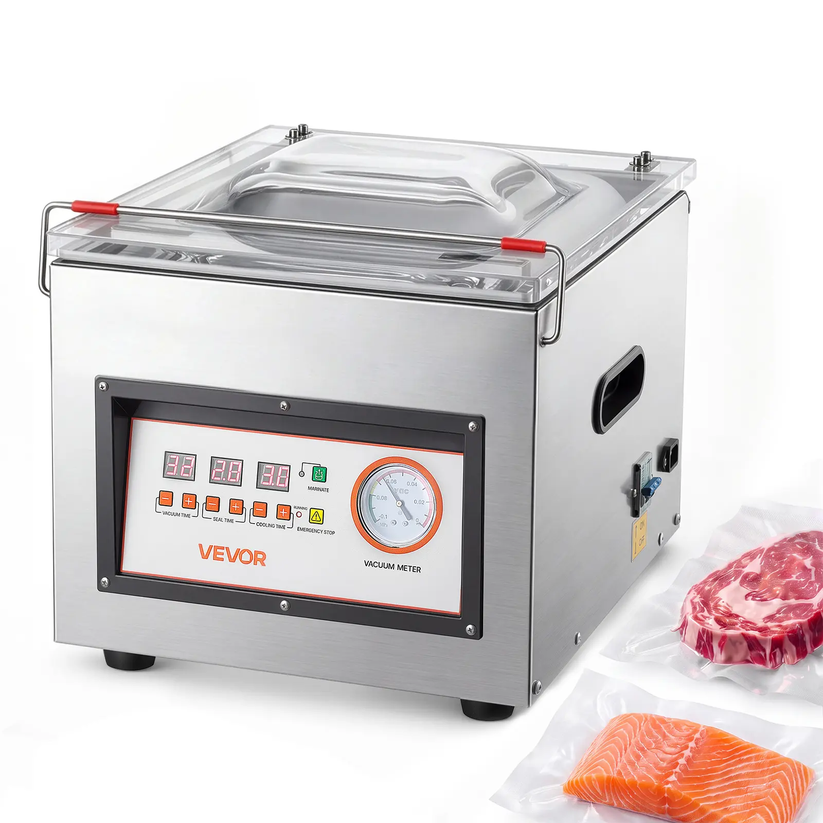 VEVOR Chamber Vacuum Sealer 2.2 Gal Chamber 12" Seal Bar Packing Machine, for Home Kitchen Use, 180W Commercial-Grade Oil Pump, Stainless Steel Food Packaging Machine for Meats, Marinades & Sous Vide,techvibes