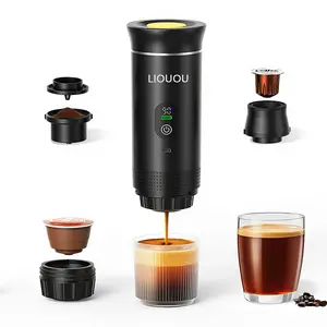 Portable travel coffee machine, espresso machine, LED display, compatible with coffee powder and capsules (NS&DG) – a portable espresso machine suitable for use in cars, camping, offices, and more.