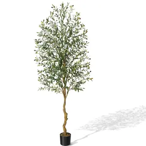 【GARVEE】7FT Tall Artificial Olive Tree with Realistic Trunk, Leaves, and Fruits – Perfect Faux Olive Tree Plant for Indoor Home and Office Decoration