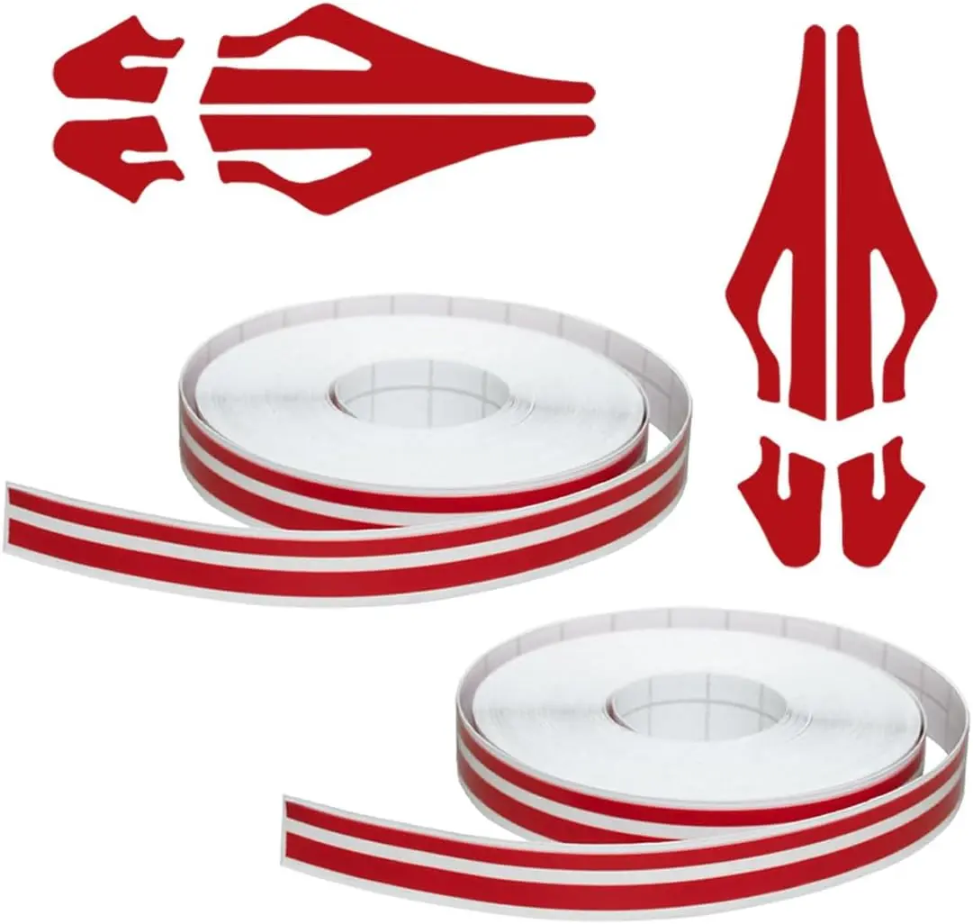 2 Rolls*32Ft Car Vinyl Pinstriping Tape Stripe Decal, DIY Car Body Side Stripes Auto Striping Tape Emblems Trim,  for Car Motorcycle Door Home Musical Instrument (Red)