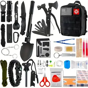 Professional Survival Equipment Set, Essential First Aid Supplies for Emergencies, Outdoor Activities Gear for Hiking Camping, Stay Safe in Any Situation, Father's Day Gift