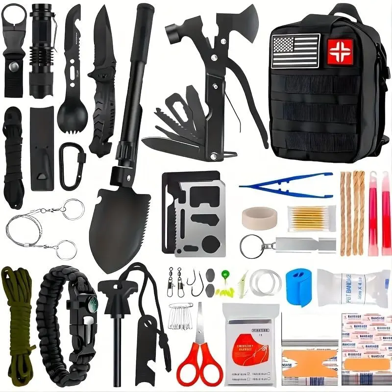 Professional Survival Equipment Set, Essential First Aid Supplies, Outdoor Camping-Hiking Gear, Father's Day Gift for Emergency Safety Preparedness