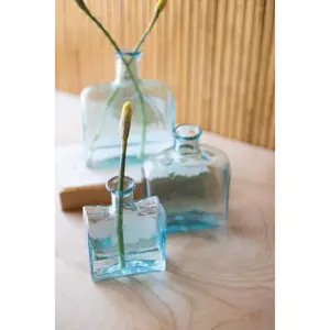 Set Of Three Recycled Glass Square Glass Vases