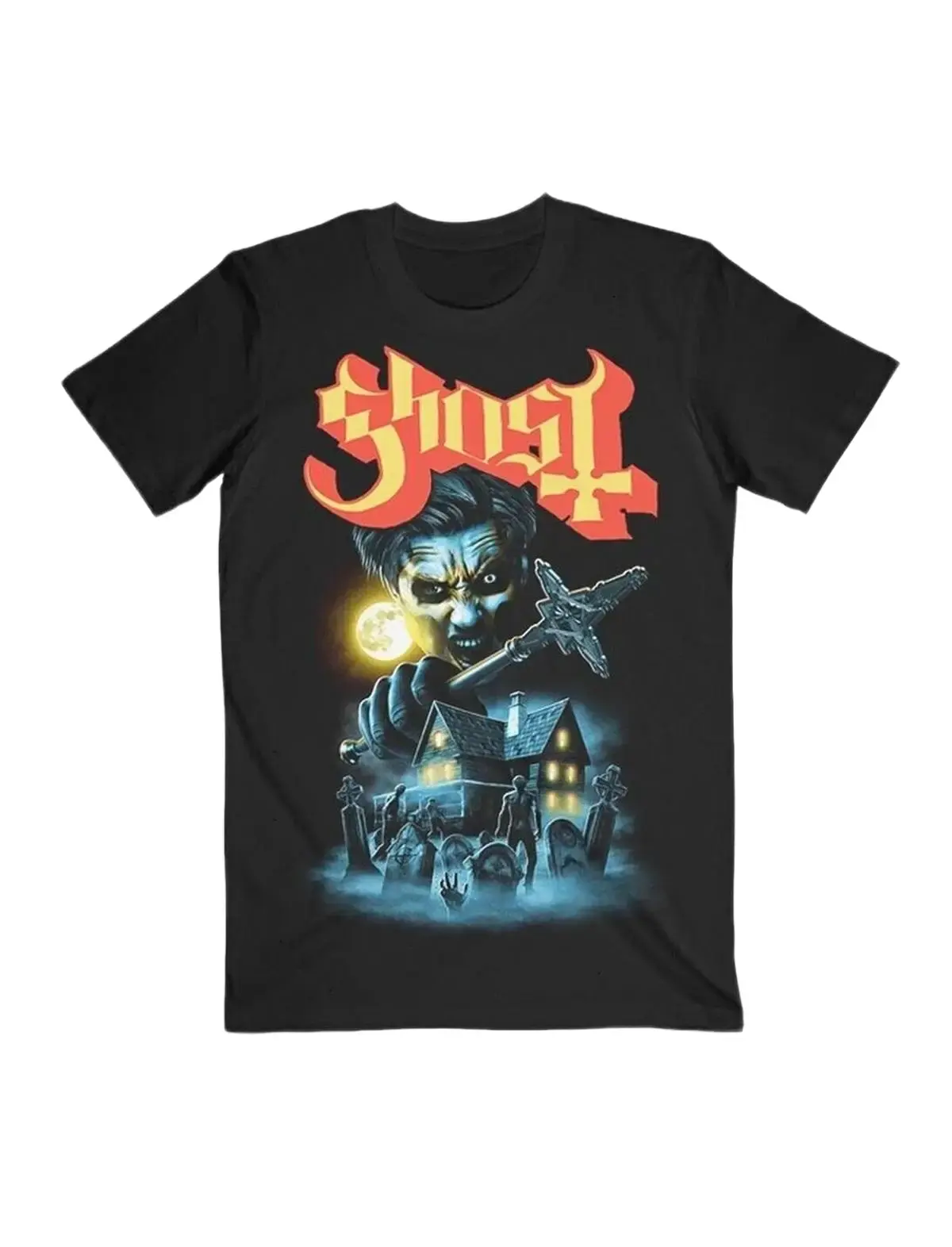 GHOST BAND shirt Cemetery Heavy Metal New Black T-shirt