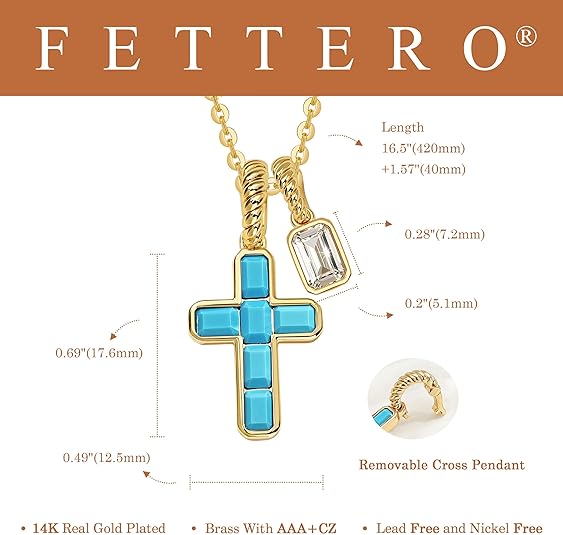 Fettero Gold Cross Necklace for Women - Double Pendant Necklaces  Gold Plated Removable Cross Necklace Dainty Simple Gold Necklace for Women Trendy Faith Gold Jewelry Gifts