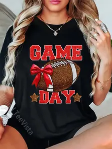 Unisex Game Day Football Season Football Mama Girl Red Gold Vibes T-Shirt