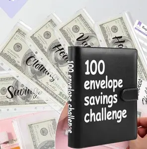 100 Envelope Money Saving Challenge Binder, Cash Stuffing Budget Planner Book, Motivational & Fun Way to Save $5,050, Interactive Savings Tracker with Decorative Design, Unique Keepsake Gift for Financial Goals & Home Decor