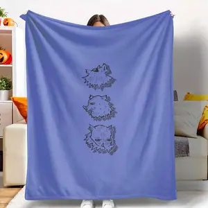 Inosuke Hashibira Inspired Flannel Fleece Blanket with Iconic Boar Mask Print, Ultrasoft Breathable Lightweight Durable, Ideal for Living Room Couch, Anime Fan Gifts