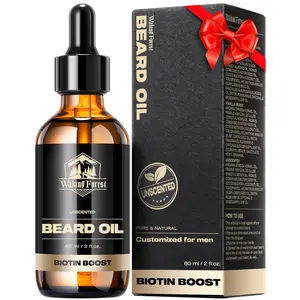 Waking Forest Beard Oil - Biotin Beard Oil for Men Thicker Beard with Vitamin E, Rosemary, Castor Mustache Oil for Black Men, Softens & Strengthens Beard Care Oil (Unscented, 2oz)