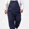 Men's Baggy Bib Overalls - Dark Wash Plain Denim Coverall, Adjustable Straps, Multi-Pocket Cotton Fabric, All-Seasons Work Wear, Below-the-Ankle Fit, Cold Wash Safe, Non-Bleachable, Baggy Overalls