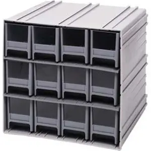 Quantum Storage Systems QIC-122RD 11.75 x 11.38 x 11 in. Interlocking 12 Drawers Storage Cabinet, Red