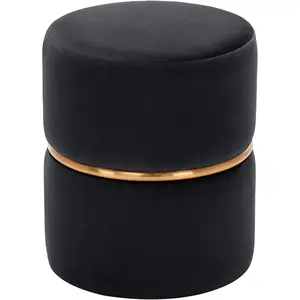 DUHOME Modern Round Velvet Ottoman Footrest Vanity Stool Padded Stool for Living Room, Bedroom Black