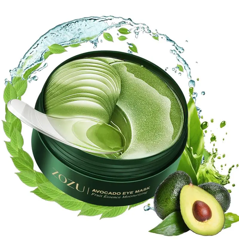 60pcs Avocado Gel-Based Under Eye Gel Mask - Hydrating & Avocado Extract, Collagen-Boosting Gel Patches for Sensitive Beige, Eye Patches For Dark Circles, Under Eye Masks, Moisturizing Eye Mask
