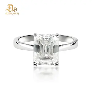Delzzad 4ct Solitaire Prong Ring Octagon Synthetic Moissanite S925 Ring Band Jewelry Perfect Engagement Anniversary Christmas Gift for Men Women Wedding Set